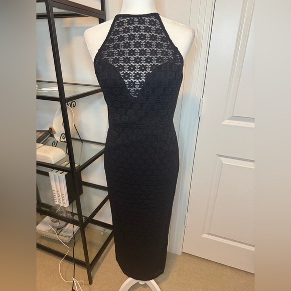 NWT Bardot Womens Lacy Short Midi Dress Black Size 8 - Picture 3 of 8